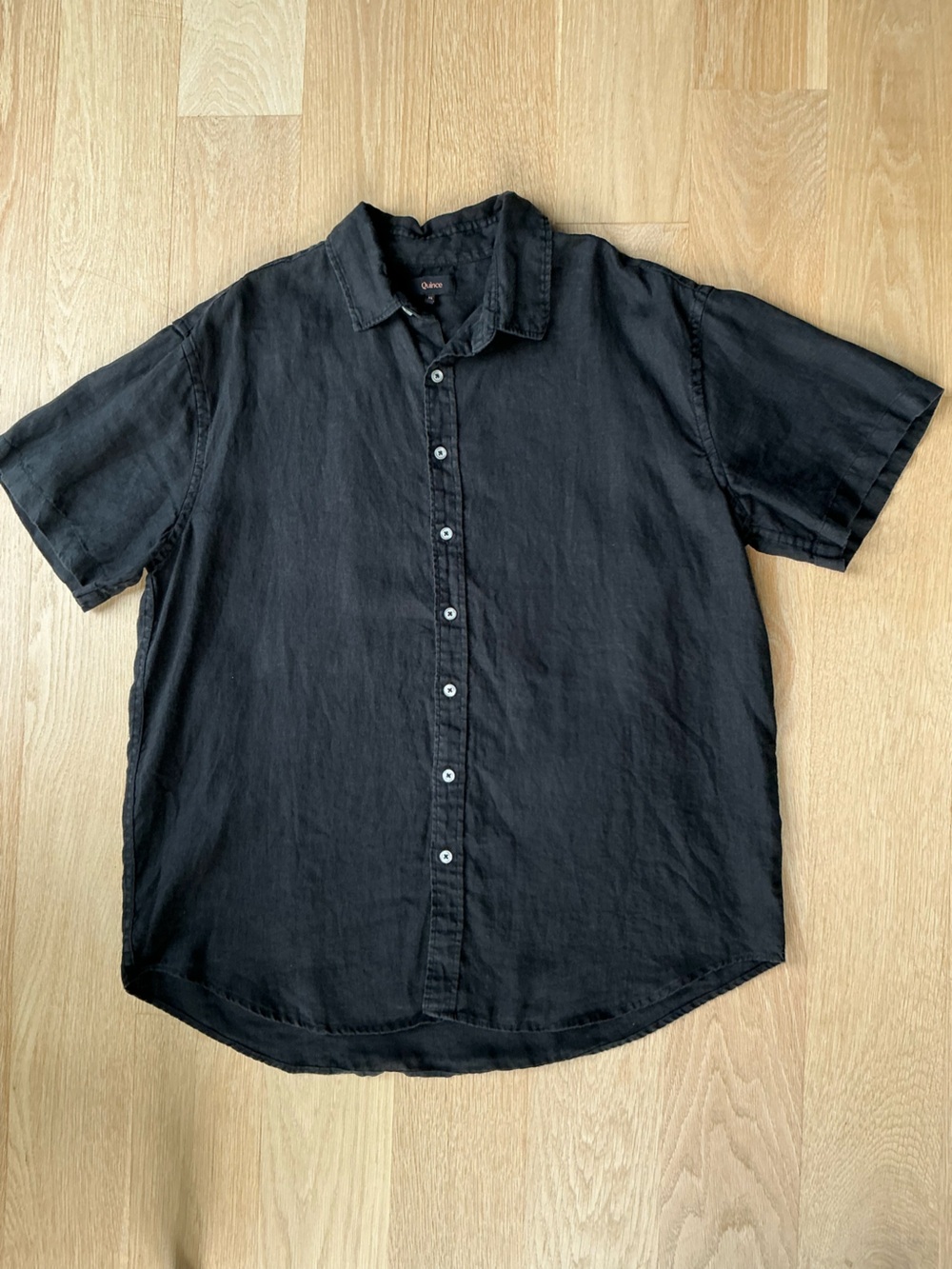 Quince 100% European Linen Relaxed Black Short Sleeve Shirt Men’s Size XL